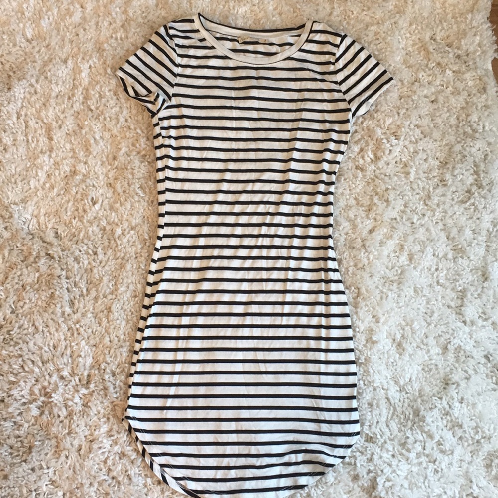 Striped midi body con t-shirt dress